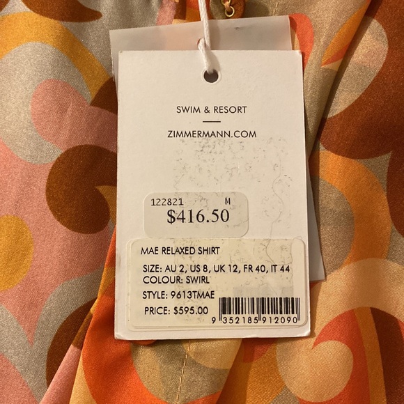 ZIMMERMANN OVERSIZED MAE SHIRT- DRESS.AMAZING COLOR PATTERNS - Picture 14 of 14